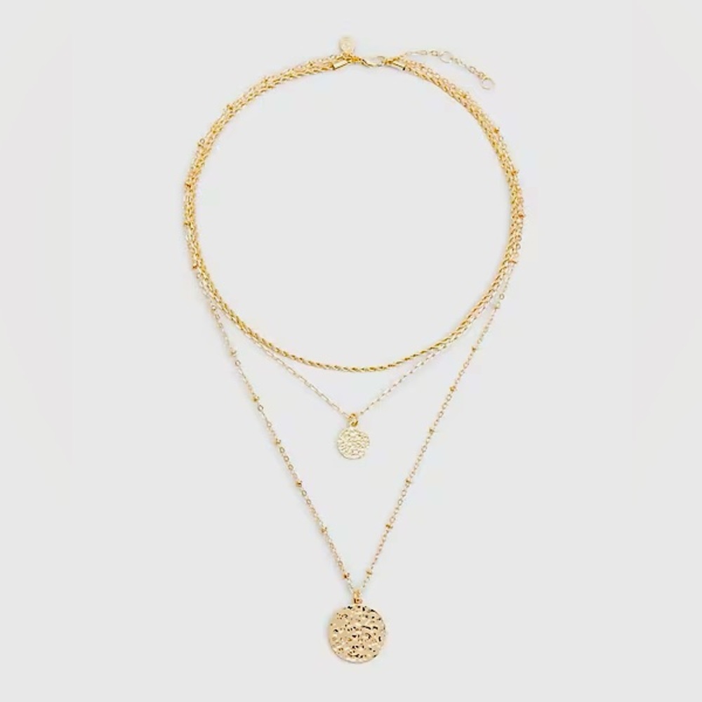 Next Express 3 Row Multi Chain Textured Pendant Necklace - Picture 1 of 3